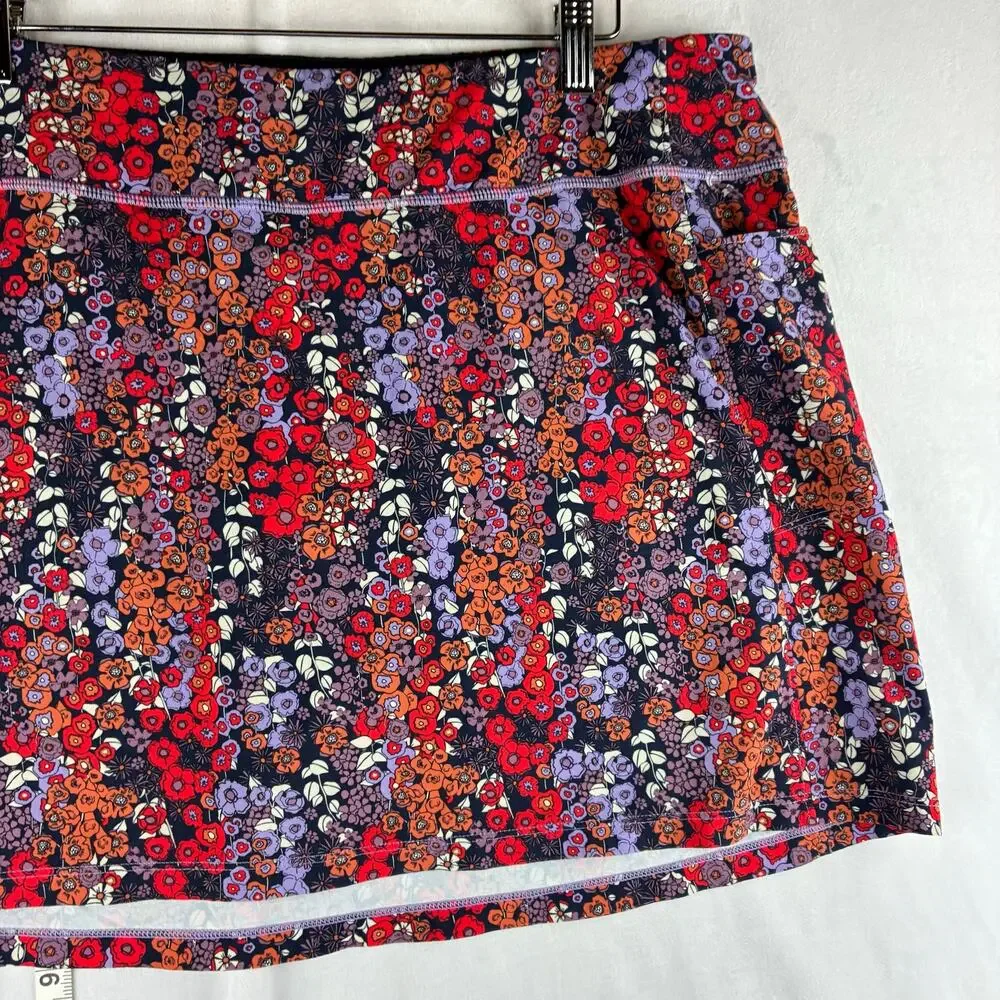 Smartwool Active Lined Skirt Skort Womens Large Floral Print Sporty Hiking Trail